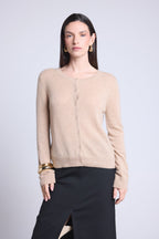 Cardigan Col Rond Neva - Beige Creme - Femme - 100% Cachemire