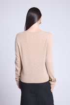 Cardigan Col Rond Neva - Beige Creme - Femme - 100% Cachemire