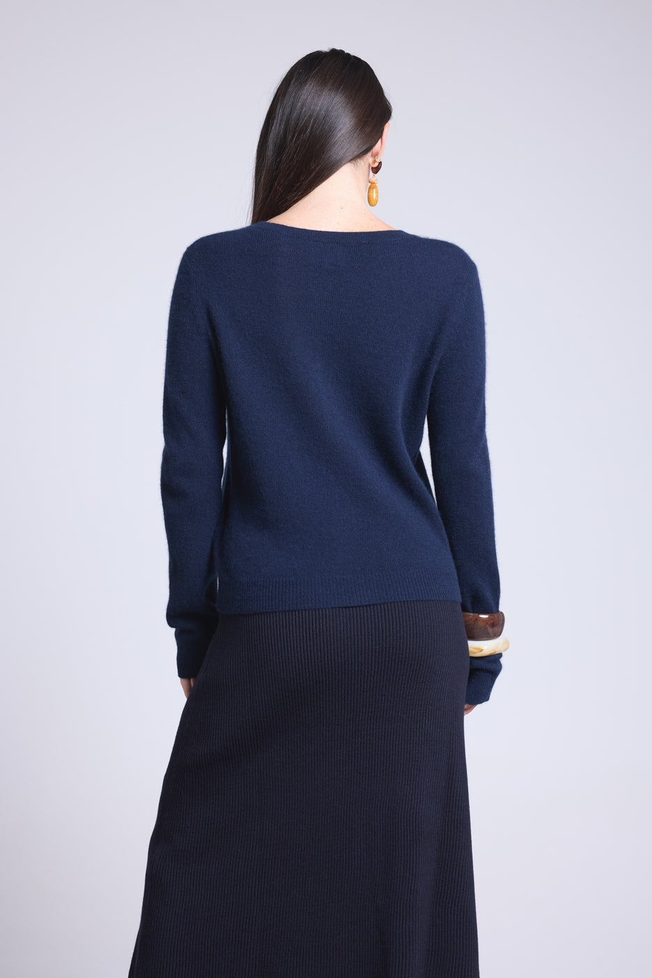 Cardigan Col Rond Neva - Bleu Marine - Femme - 100% Cachemire