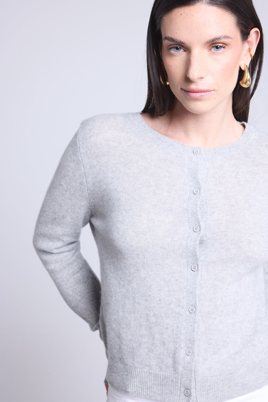 Cardigan Col Rond Neva - Gris Clair - Femme