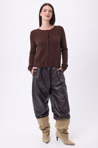 Cardigan Collo Tondo Neva - Marrone Cioccolato - Donna - 100% Cashmere