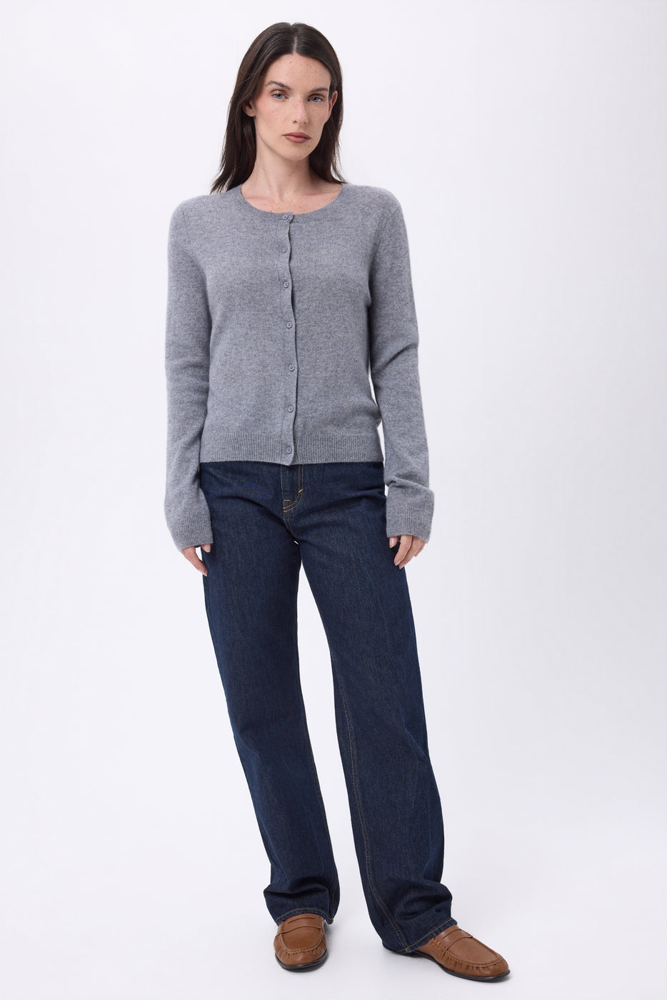 Cardigan Col Rond Neva - Gris Fonce - Femme - 100% Cachemire