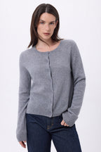 Cardigan Col Rond Neva - Gris Fonce - Femme - 100% Cachemire