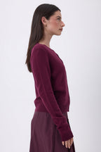 Cardigan Girocollo Neva - Vinaccia - Donna - 100% Cashmere