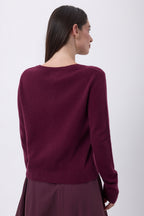 Cardigan Girocollo Neva - Vinaccia - Donna - 100% Cashmere