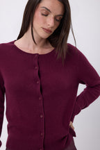 Cardigan Girocollo Neva - Vinaccia - Donna - 100% Cashmere