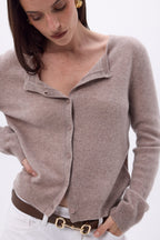 Cardigan Col Rond Neva - Noisette - Femme - 100% Cachemire