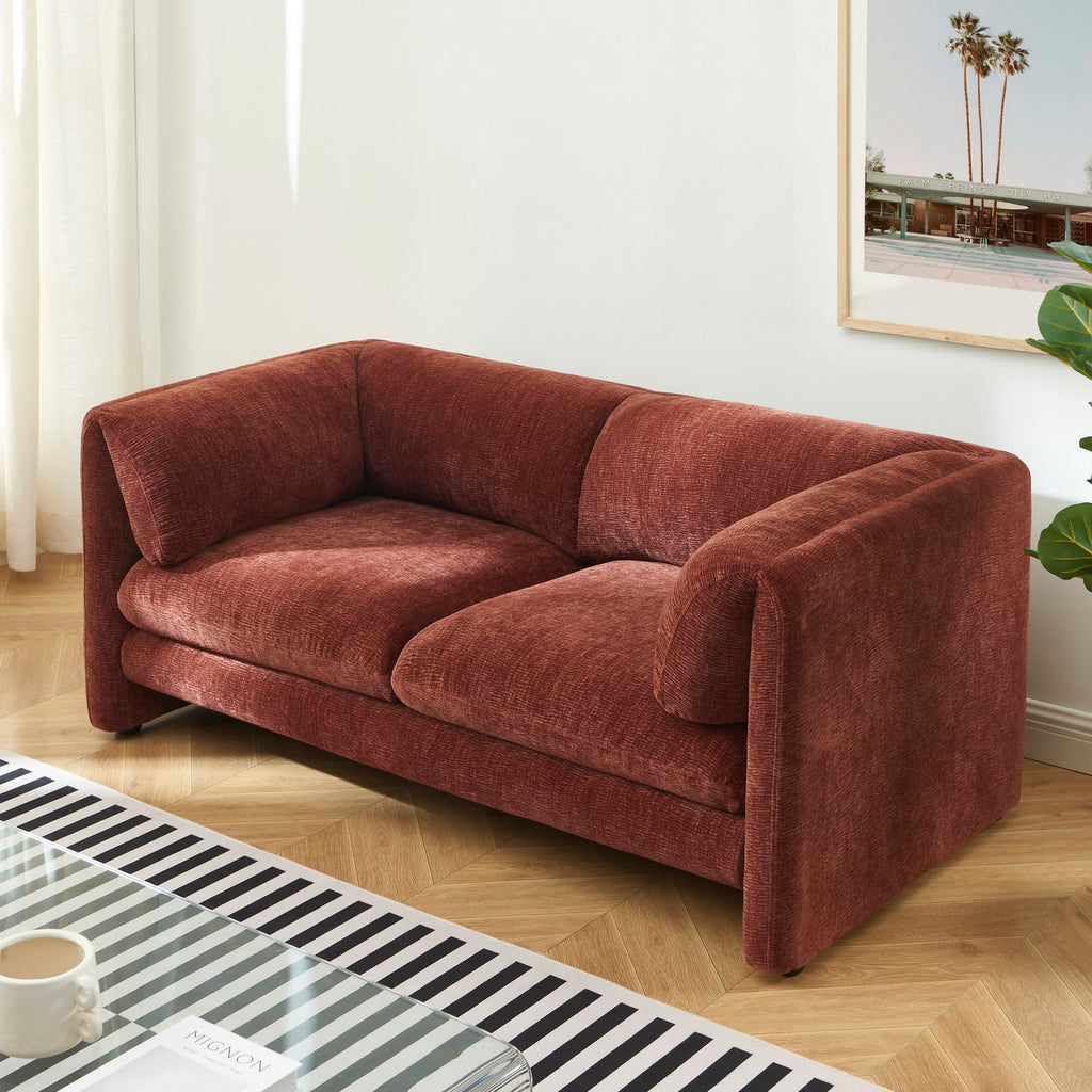 Nikki - 2-Seater Sofa - Textured Velvet - Terracotta