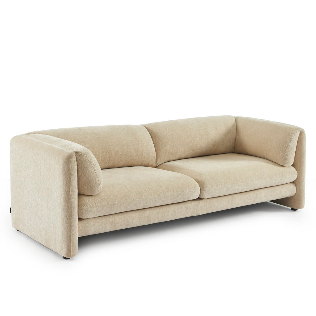 Nikki - Canapé 3 Places - Velours Texturé - Beige