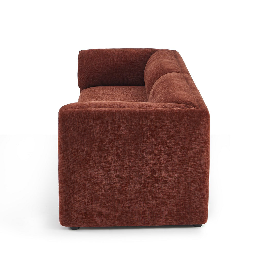 Nikki - 3 Seater Sofa - Textured Velvet - Terracotta