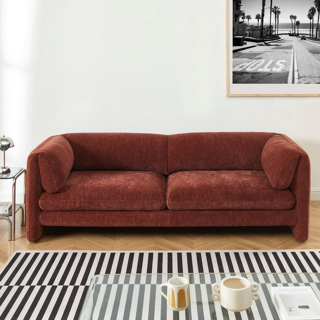 Nikki - 3 Seater Sofa - Textured Velvet - Terracotta