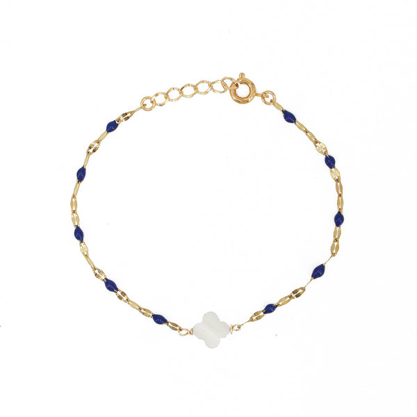 Bracl& Ibiza Bleu Fleur Nacre - Or & Marine Blanc