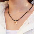 Collier Arizona Corne Noir - Or & Agate Noire