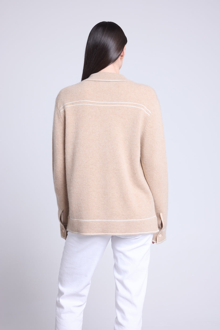 Veste Oversize Cachemire Nina - Beige Blanc - Femme - 100% Cachemire