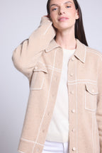 Chaqueta Oversize Cachemira Nina - Beige Blanco - Mujer