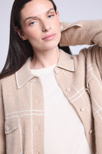 Chaqueta Oversize Cachemira Nina - Beige Blanco - Mujer