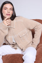 Chaqueta Oversize Cachemira Nina - Beige Blanco - Mujer