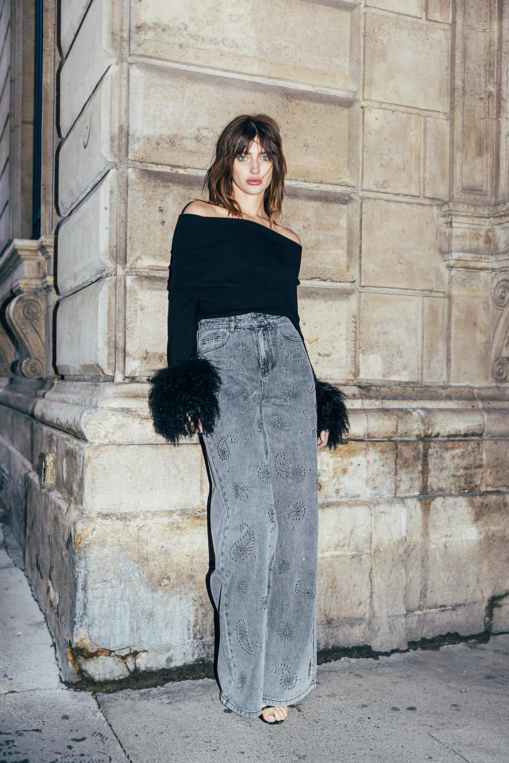 Jeans Lara - Strass Grå