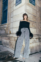 Jeans Lara - Strass Grå