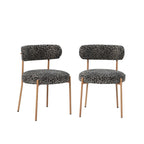 Noa - Lot De 2 Chaises - Tissu Imprimé Léopard Noir