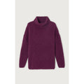 Fluffy Roll-Neck Boat-Neck Jumper - Plum - Women