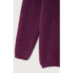 Fluffy Roll-Neck Boat-Neck Jumper - Plum - Women