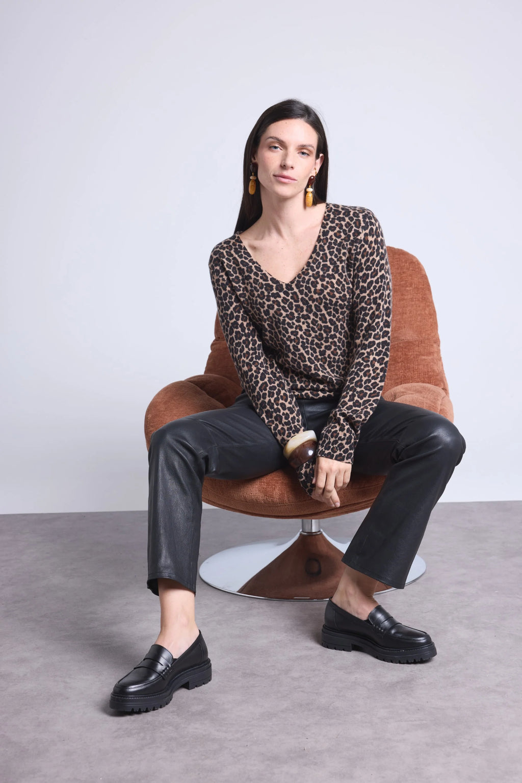 Pull Col Rond Print Leopard Noemi - Leopard Beige - Femme - 100% Cachemire