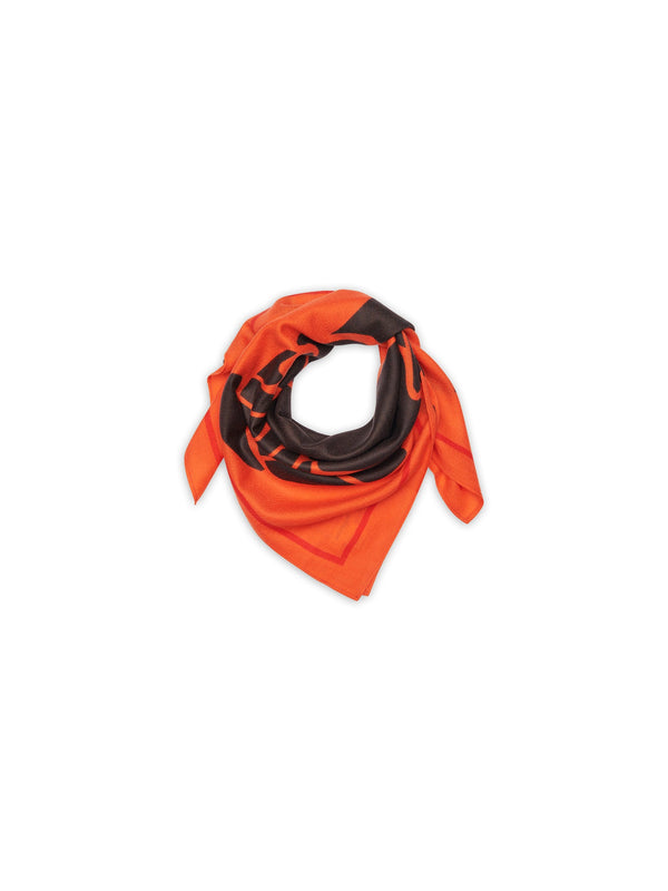 Authentic Cashmere - Big Birds Print Scarf Combo 4 Tibet - Orange - 100% Cashmere - Mixed