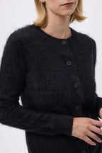 Rundhals-Cardigan – Gebürstetes Kaschmir Noor - Schwarz - Damen