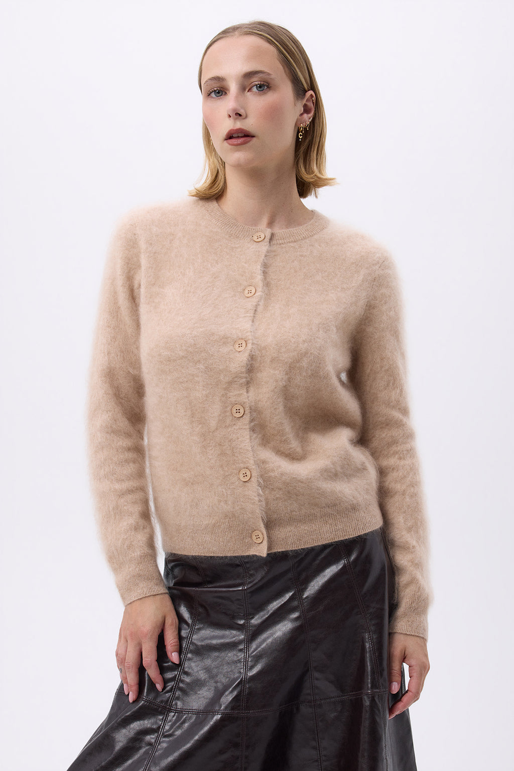 Cardigan Crew – Brushed Cashmere Noor - Cremebeige - Dame