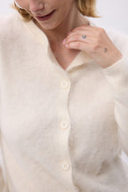 Cardigan girocollo – Brushed Cashmere Noor - Bianco - Donna