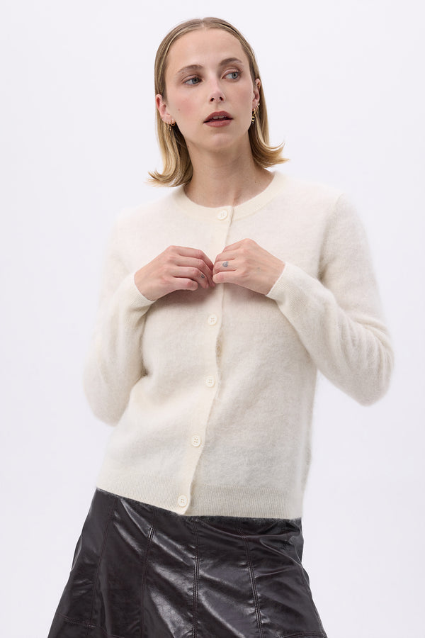 Cardigan Crew – Børstet Kashmir Noor - Hvid - Dame