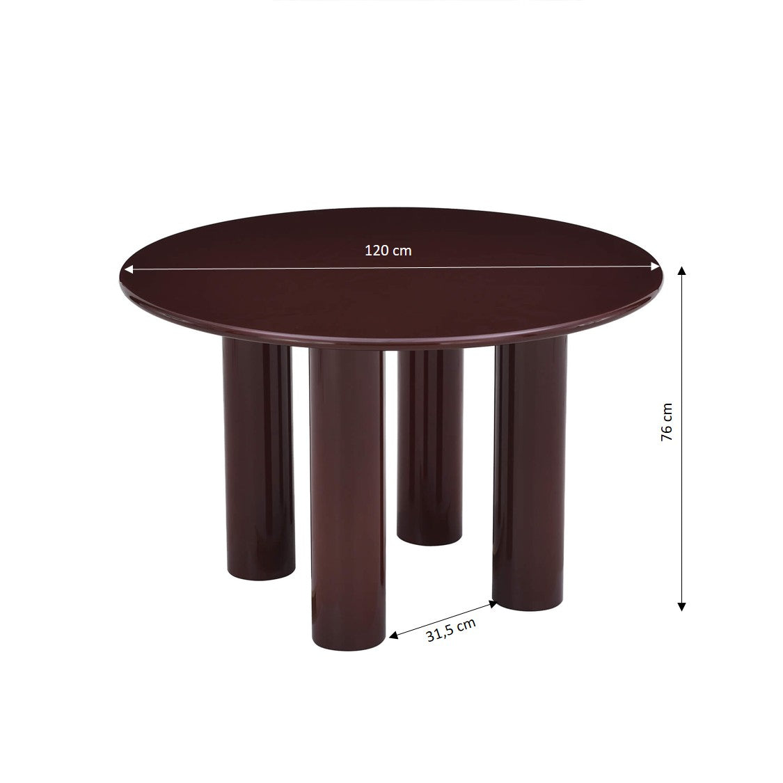 Nori - Table De Séjour Ronde - Laqué - Marron