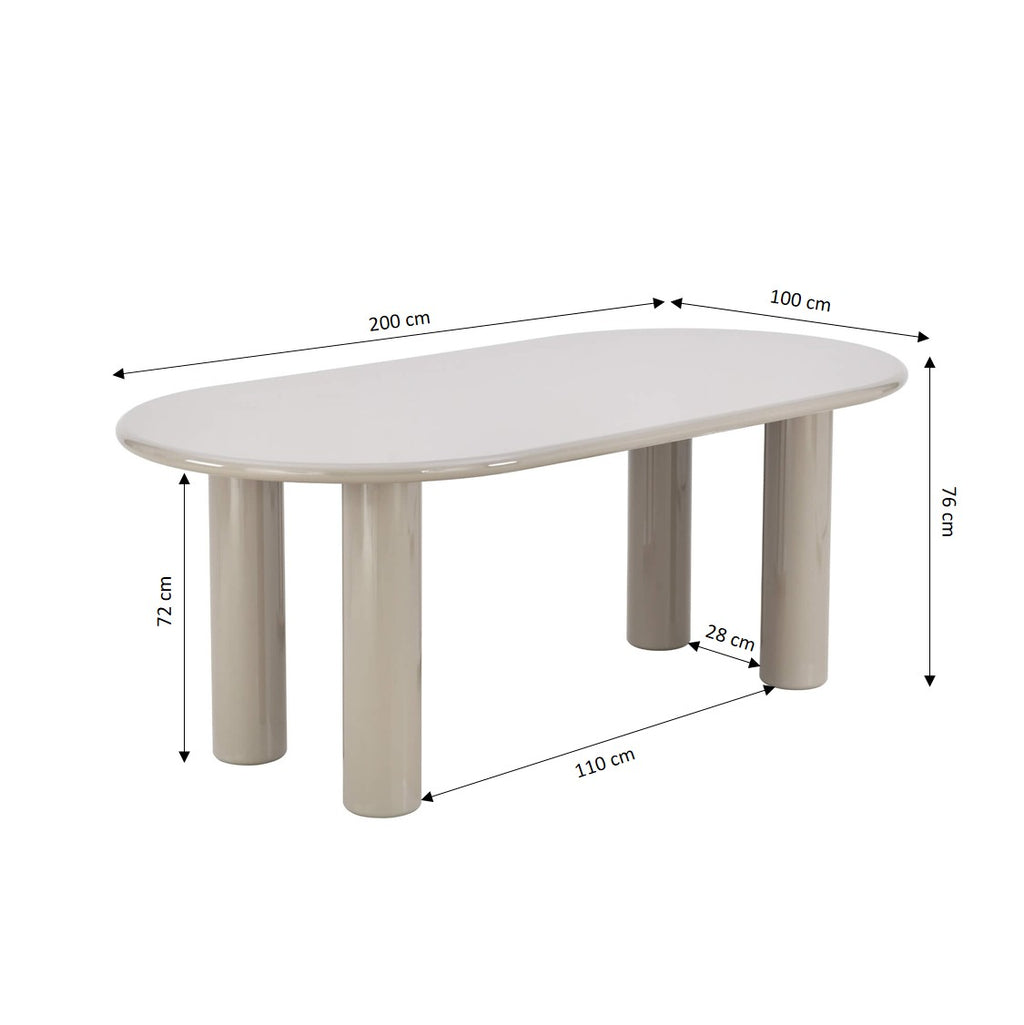 Nori - Table De Séjour - Laqué - Beige