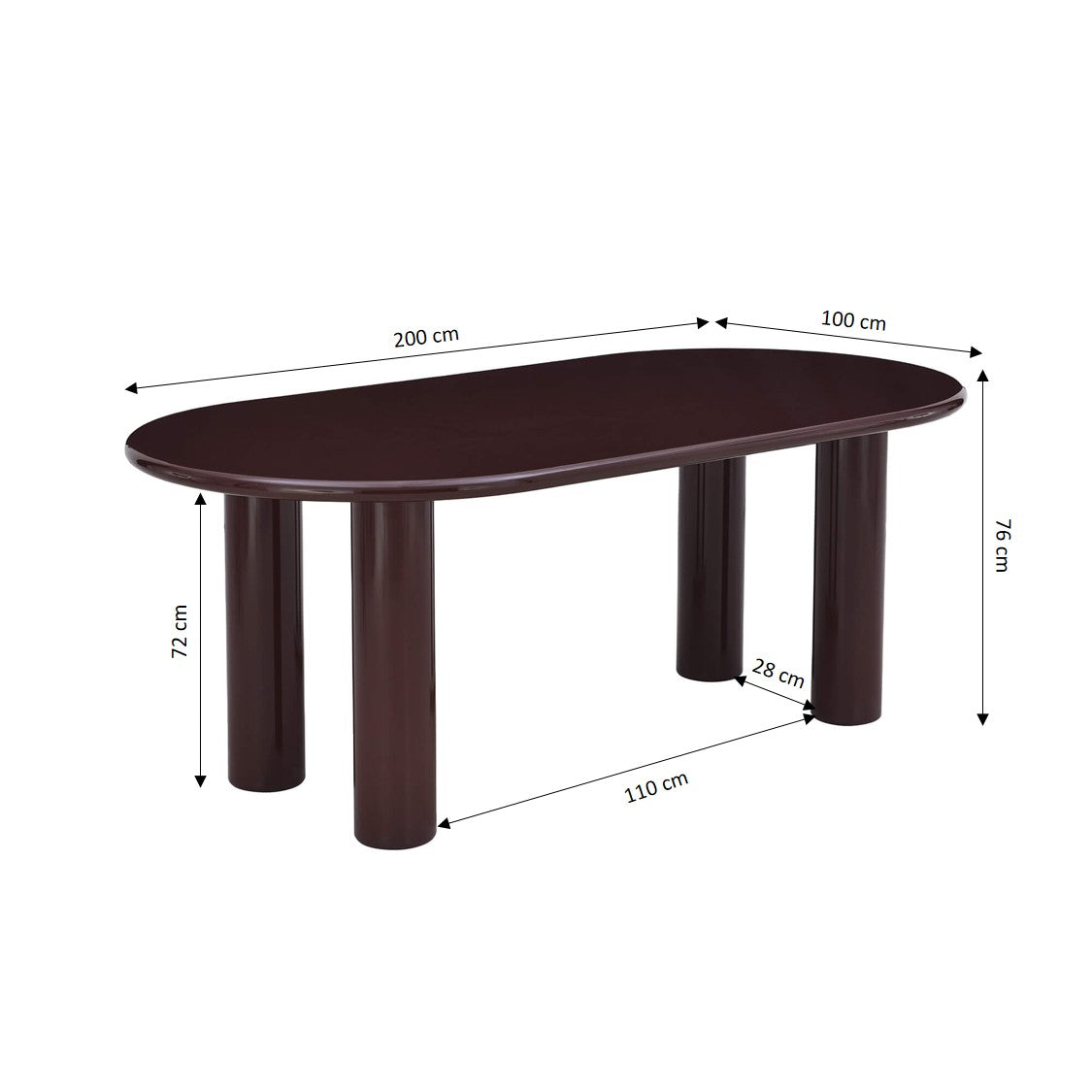 Nori - Table De Séjour - Laqué - Marron