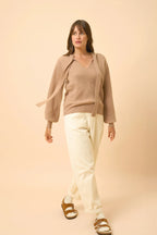 Pull Col Lavallière - Noty - Camel Chiné
