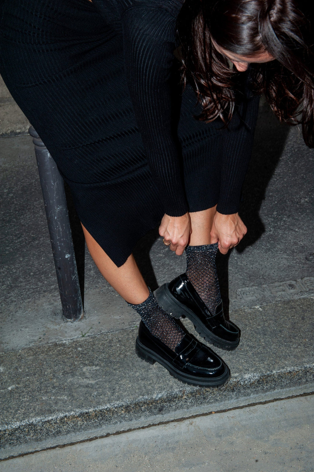 Socquettes Petite Résille Lurex - Noir