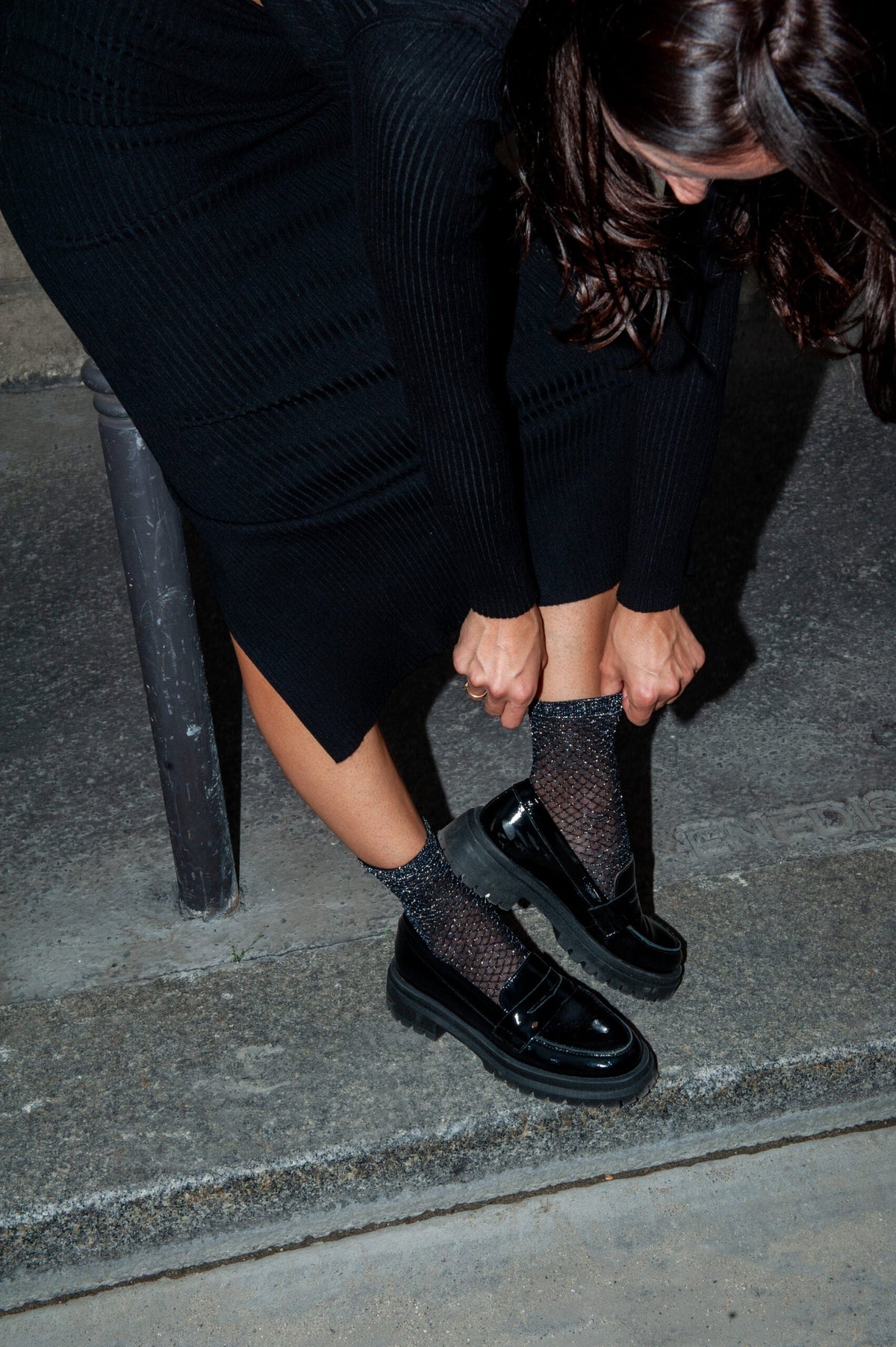 Socquettes Petite Résille Lurex - Noir
