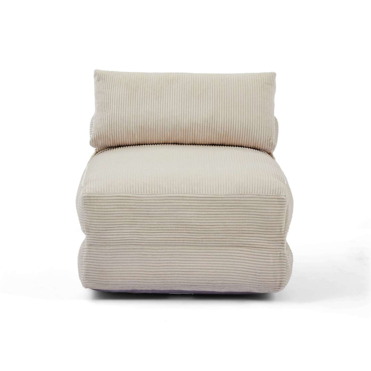 Nyx - Fauteuil Convertible Compressé En Mousse 1 Place - Velours Côtelé - Beige
