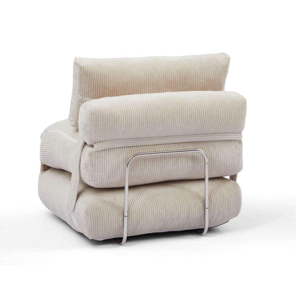 Nyx - Fauteuil Convertible Compressé En Mousse 1 Place - Velours Côtelé - Beige