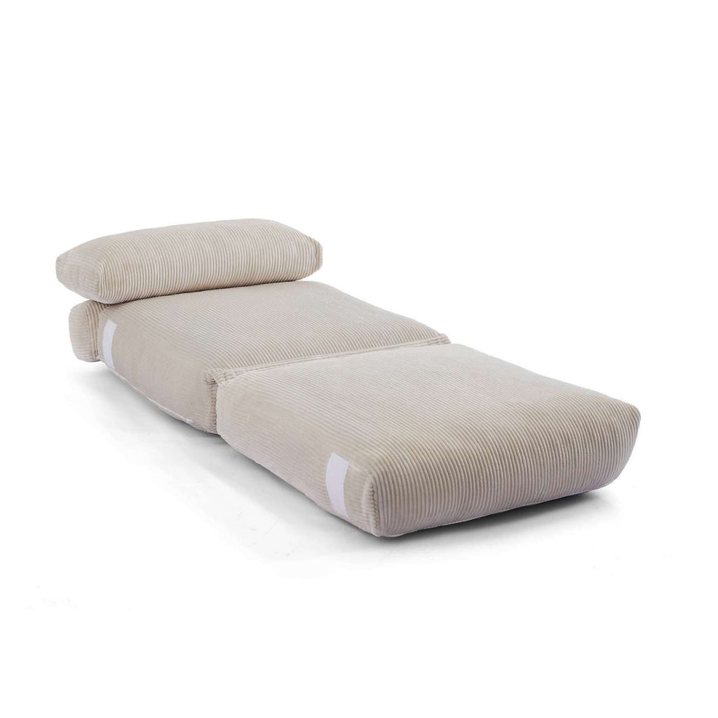 Nyx - Fauteuil Convertible Compressé En Mousse 1 Place - Velours Côtelé - Beige