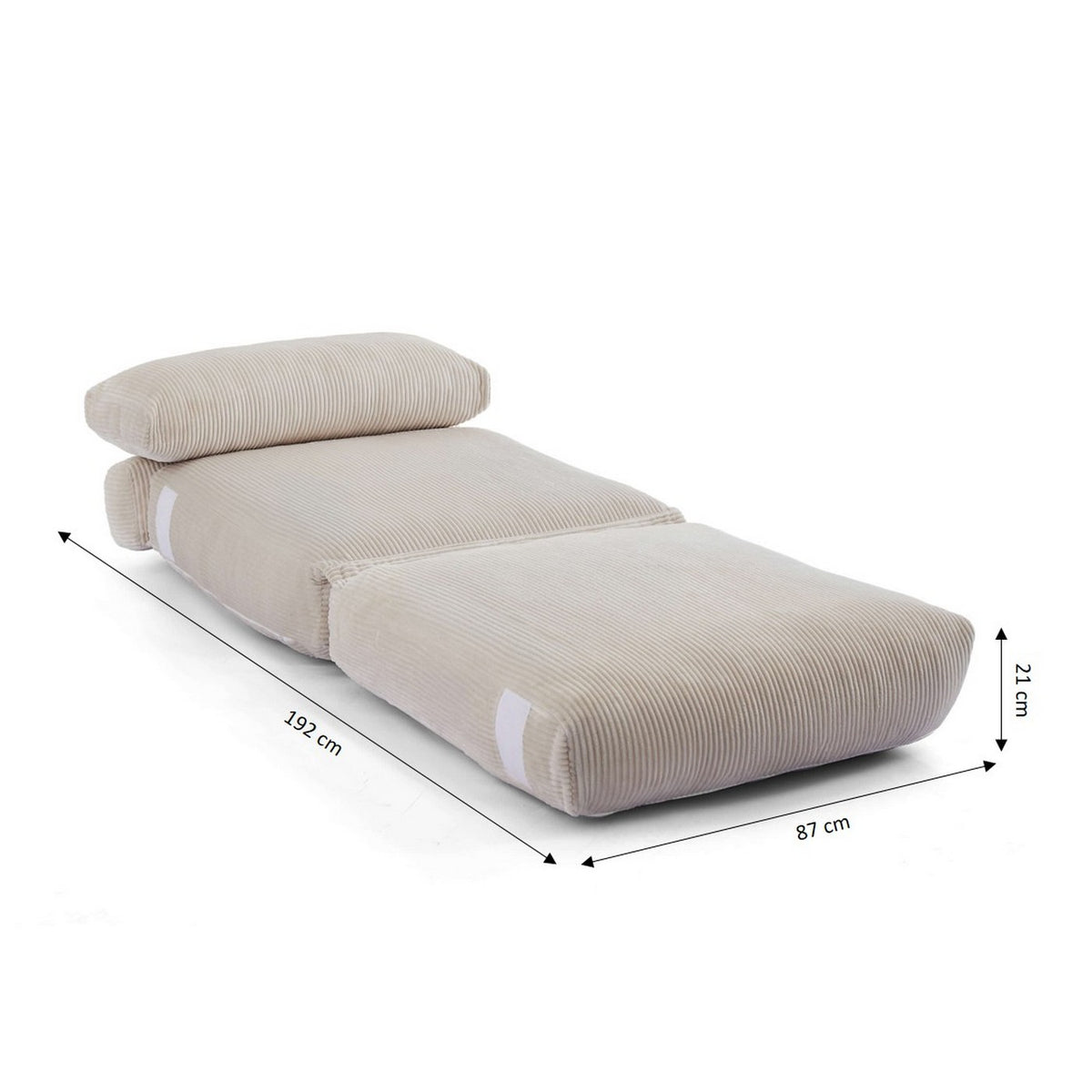 Nyx - Fauteuil Convertible Compressé En Mousse 1 Place - Velours Côtelé - Beige