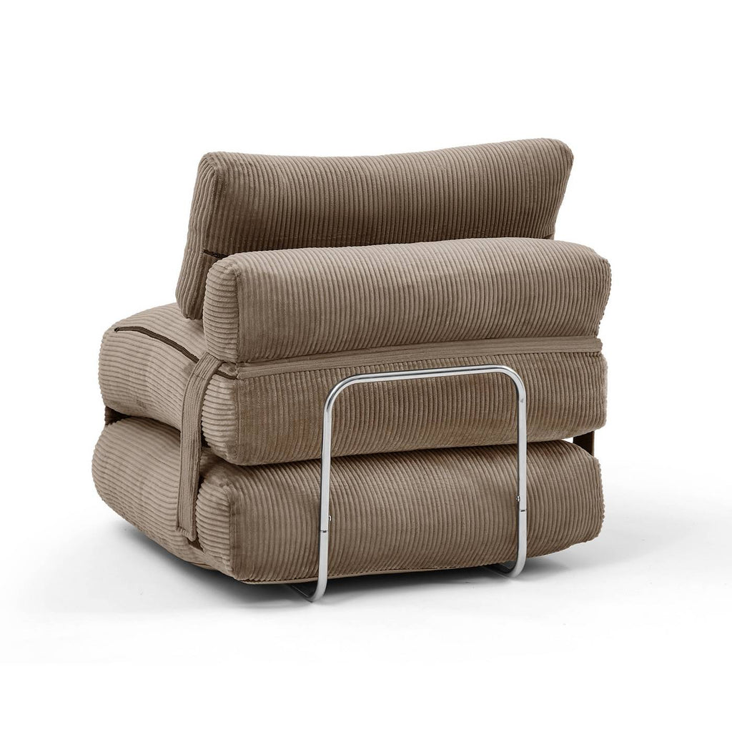 Nyx - Fauteuil Convertible Compressé En Mousse 1 Place - Velours Côtelé - Gris