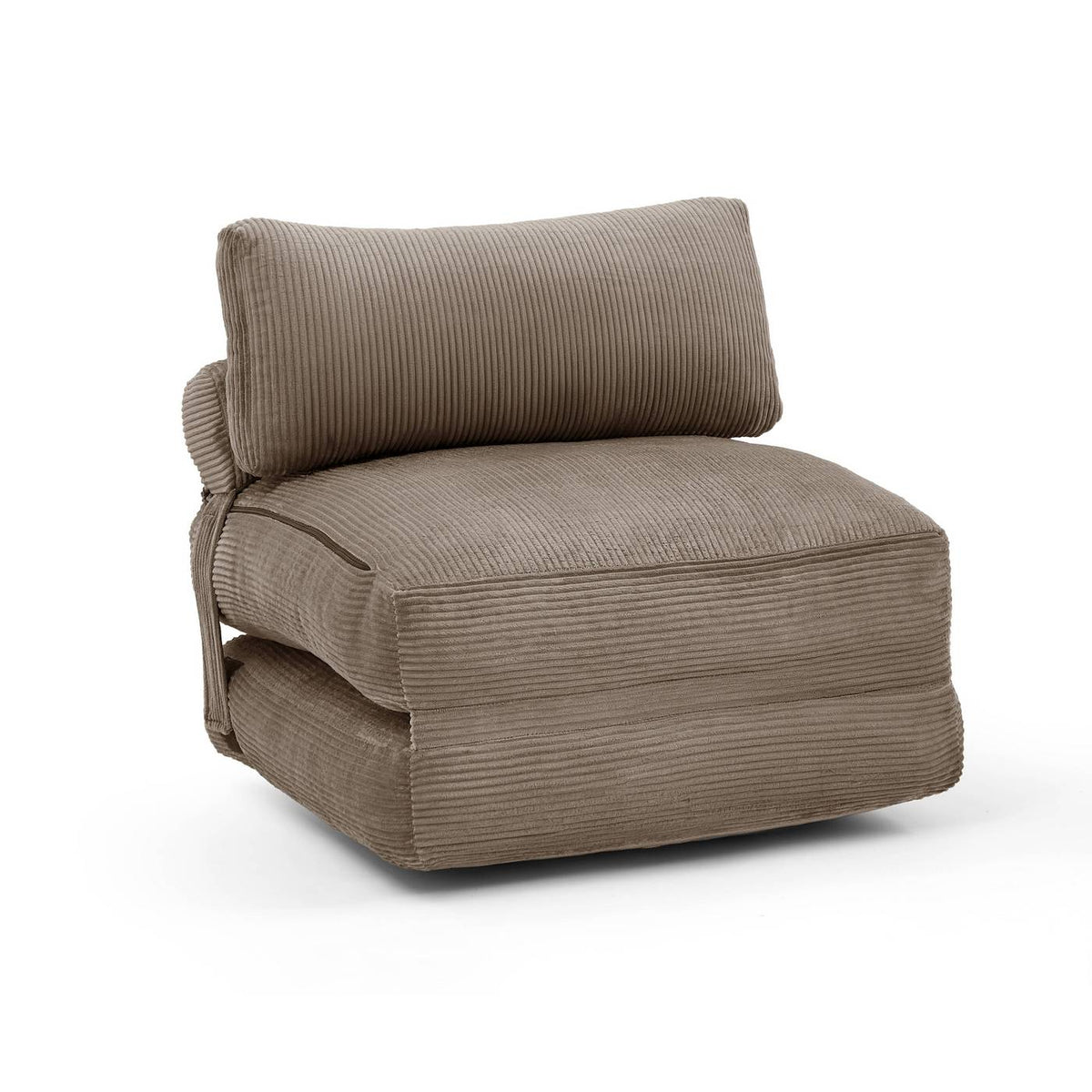 Nyx - Fauteuil Convertible Compressé En Mousse 1 Place - Velours Côtelé - Gris