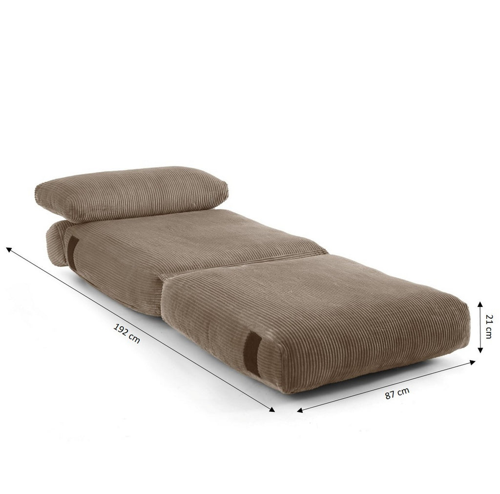 Nyx - Fauteuil Convertible Compressé En Mousse 1 Place - Velours Côtelé - Gris