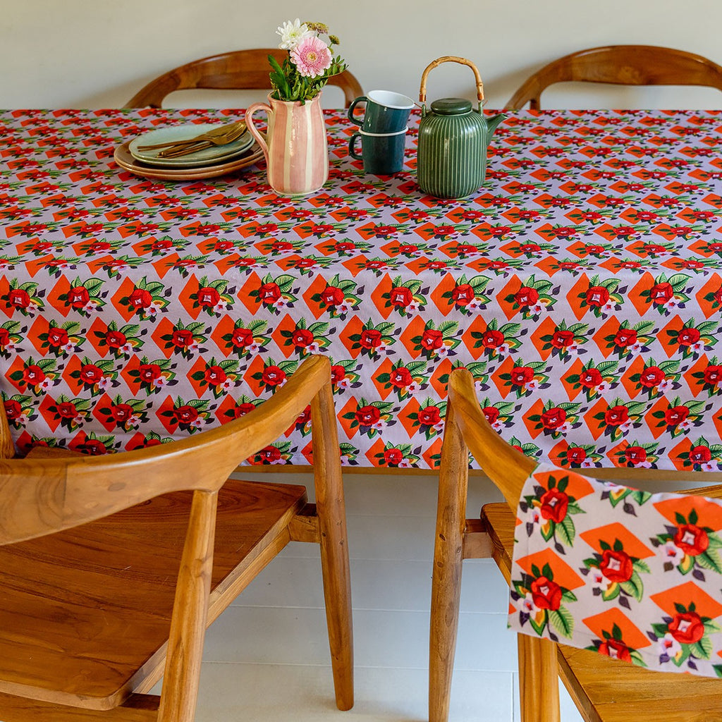 Suzie - Nappe Carrée - En Coton - Lila