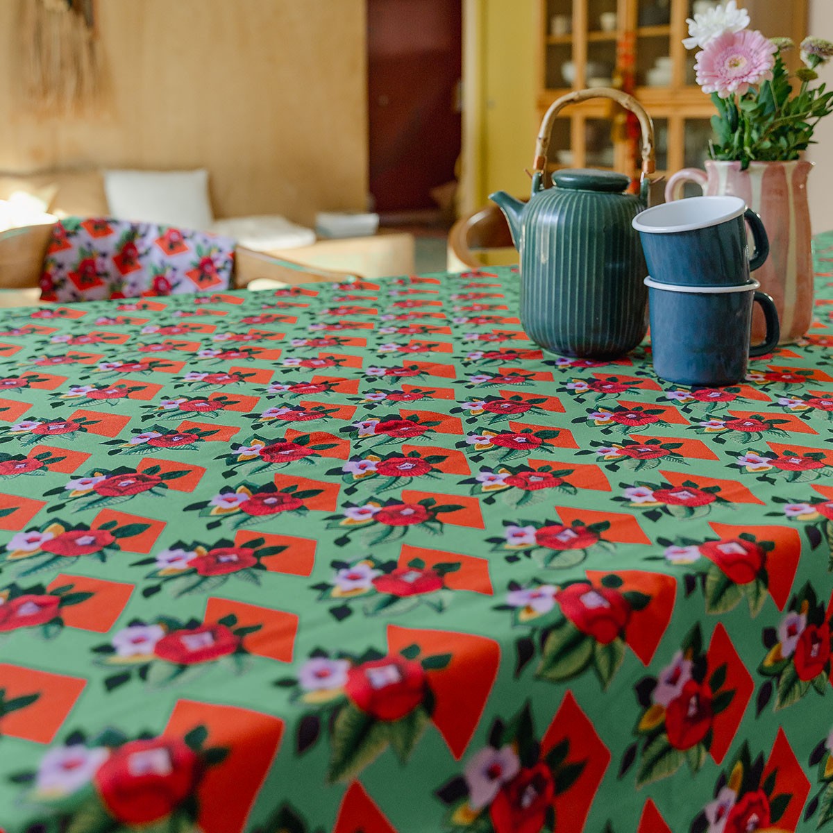 Suzie - Nappe Carrée - En Coton - Vert