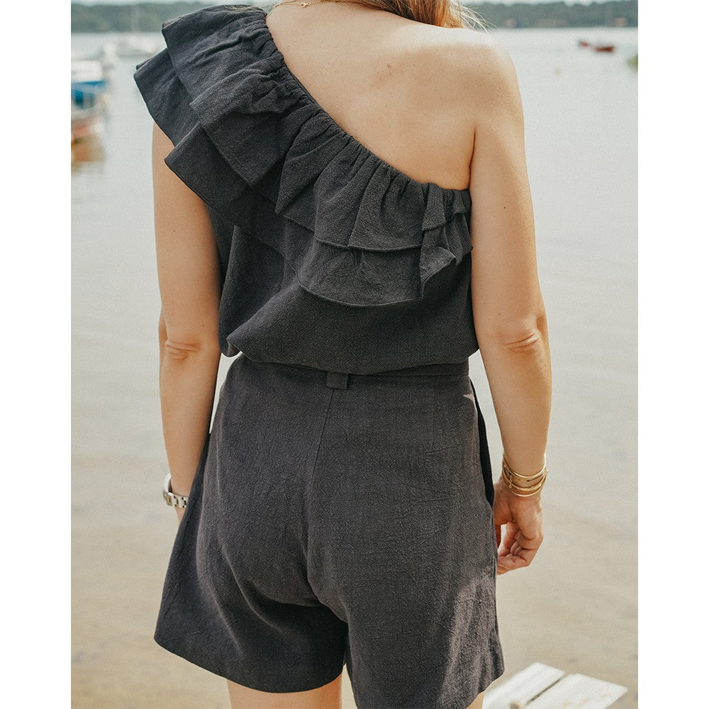 Seven August - New Tara Blouse - Black Linen