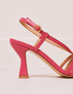 Sandale à talon en cuir fuchsia Ninon M - M.Moustache