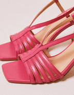 Sandale à talon en cuir fuchsia Ninon M - M.Moustache
